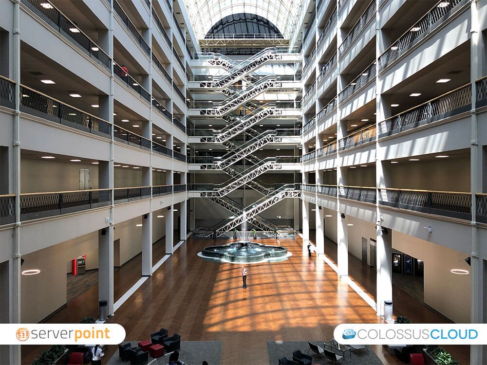 Server racks and networking equipment at ColossusCloud's Dallas Texas data center facility