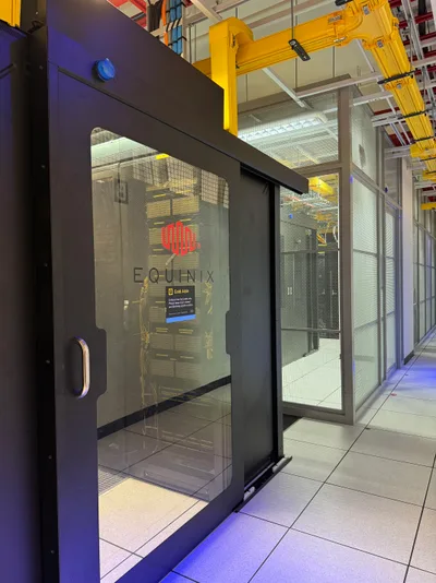 Equinix cold aisle containment with server racks, Singapore SG3
